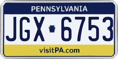 PA license plate JGX6753