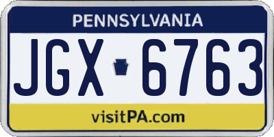 PA license plate JGX6763
