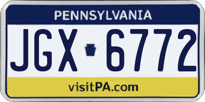 PA license plate JGX6772