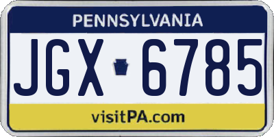 PA license plate JGX6785