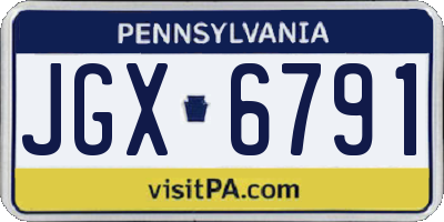 PA license plate JGX6791