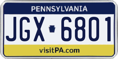 PA license plate JGX6801
