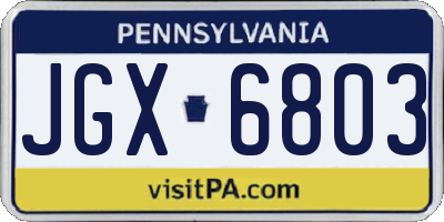 PA license plate JGX6803