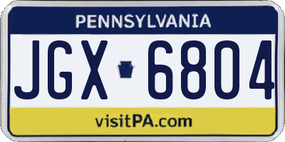 PA license plate JGX6804