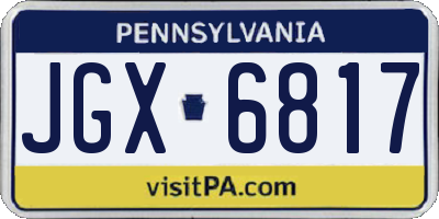 PA license plate JGX6817