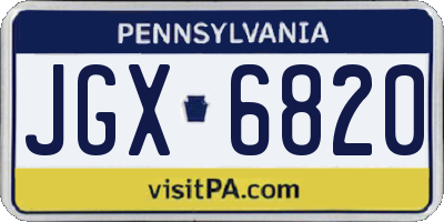 PA license plate JGX6820