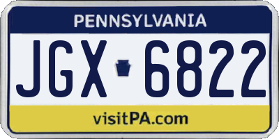 PA license plate JGX6822