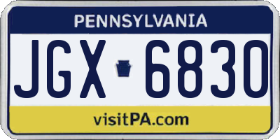 PA license plate JGX6830