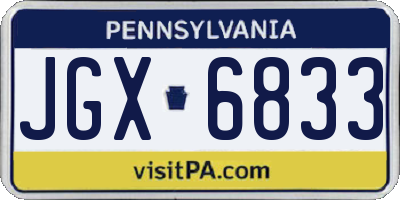 PA license plate JGX6833