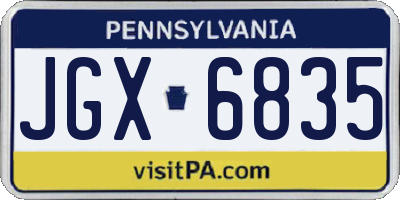 PA license plate JGX6835