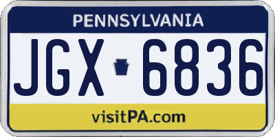PA license plate JGX6836