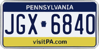 PA license plate JGX6840