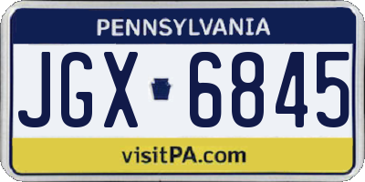 PA license plate JGX6845