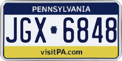 PA license plate JGX6848