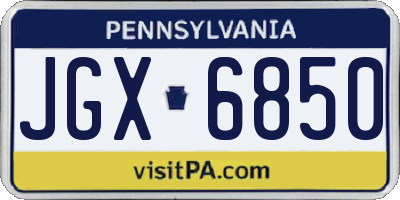PA license plate JGX6850