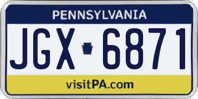 PA license plate JGX6871