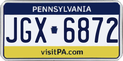 PA license plate JGX6872