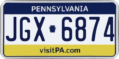PA license plate JGX6874