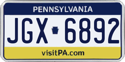 PA license plate JGX6892
