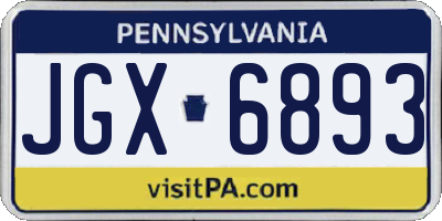 PA license plate JGX6893