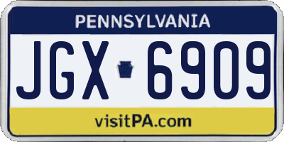 PA license plate JGX6909