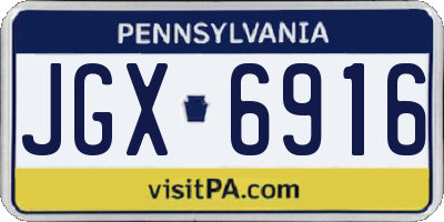 PA license plate JGX6916