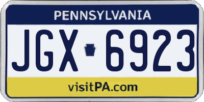 PA license plate JGX6923