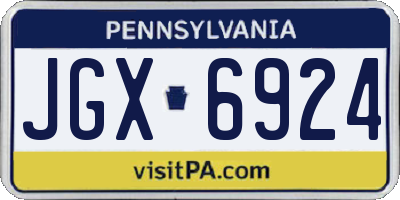 PA license plate JGX6924