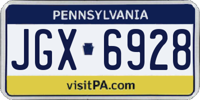 PA license plate JGX6928