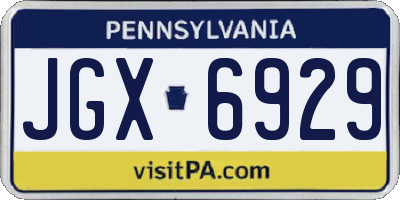 PA license plate JGX6929