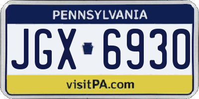 PA license plate JGX6930