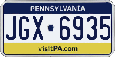 PA license plate JGX6935