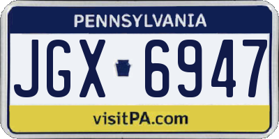 PA license plate JGX6947