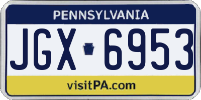 PA license plate JGX6953