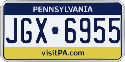 PA license plate JGX6955