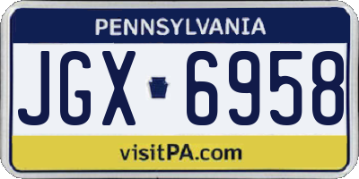 PA license plate JGX6958