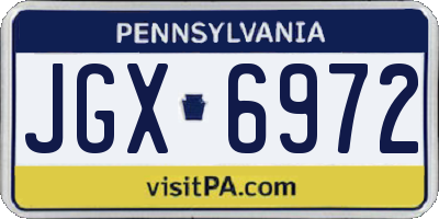 PA license plate JGX6972