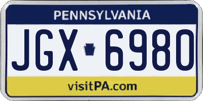 PA license plate JGX6980