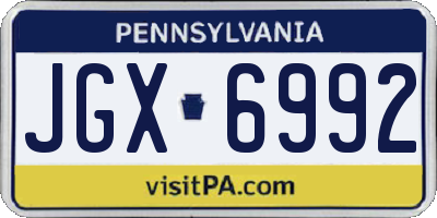 PA license plate JGX6992