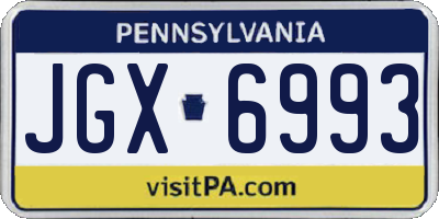 PA license plate JGX6993