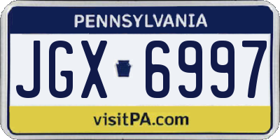PA license plate JGX6997