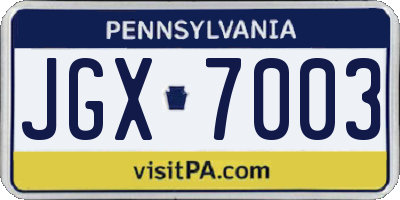 PA license plate JGX7003