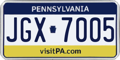 PA license plate JGX7005