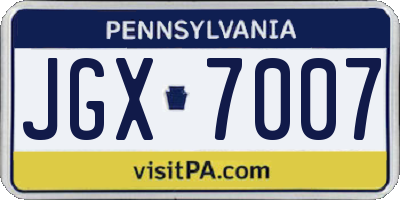 PA license plate JGX7007