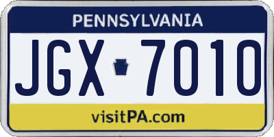 PA license plate JGX7010