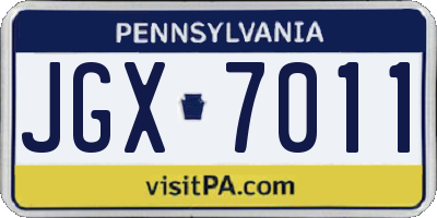 PA license plate JGX7011