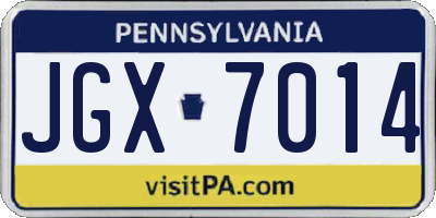 PA license plate JGX7014