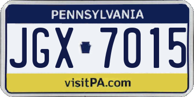 PA license plate JGX7015