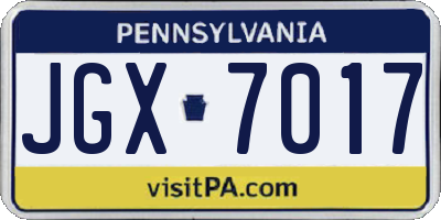 PA license plate JGX7017