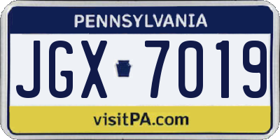 PA license plate JGX7019